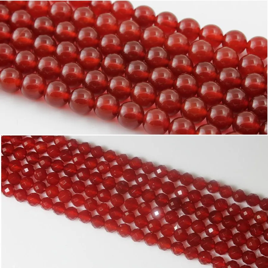 

Baihande Natural Red 64 Facet Agate Onyx Stone 4 6 8 10 12mm Round Gemstone Loose Beads For Necklace Bracelet DIY Jewelry Making