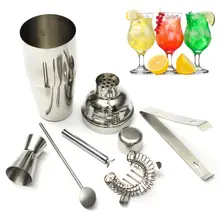 Neue 5 teile/satz 750 ml Edelstahl Cocktail Shaker Mixer Trinken Weißdorn Sieb Eiszange Rührlöffel Messbecher Bar Tool Kit