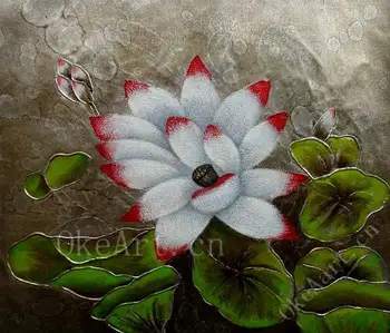 

Hand Painted Impressionist Flower Oil Painting White Lotus Decorative Painting Living Room Paintings Wall Decor