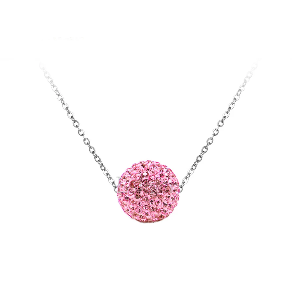 JeeMango Pave Setting CZ Crystal Disco Ball Pendant Necklace Rose Gold Color Stainless Steel Chain Link Necklaces Jewelry - Image 3
