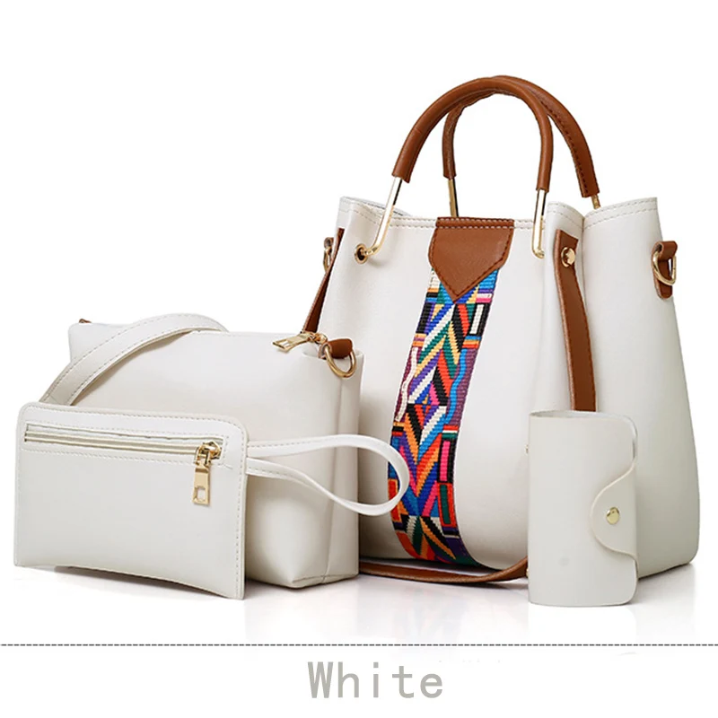 High Capacity White Messenger Bag and Fashion One-Shoulder Hand Bucket Four-piece Lady Bag Set for Women High Capacity White Messenger Bag and Fashion One-Shoulder Hand Bucket Four-piece Lady Bag Set for Women
