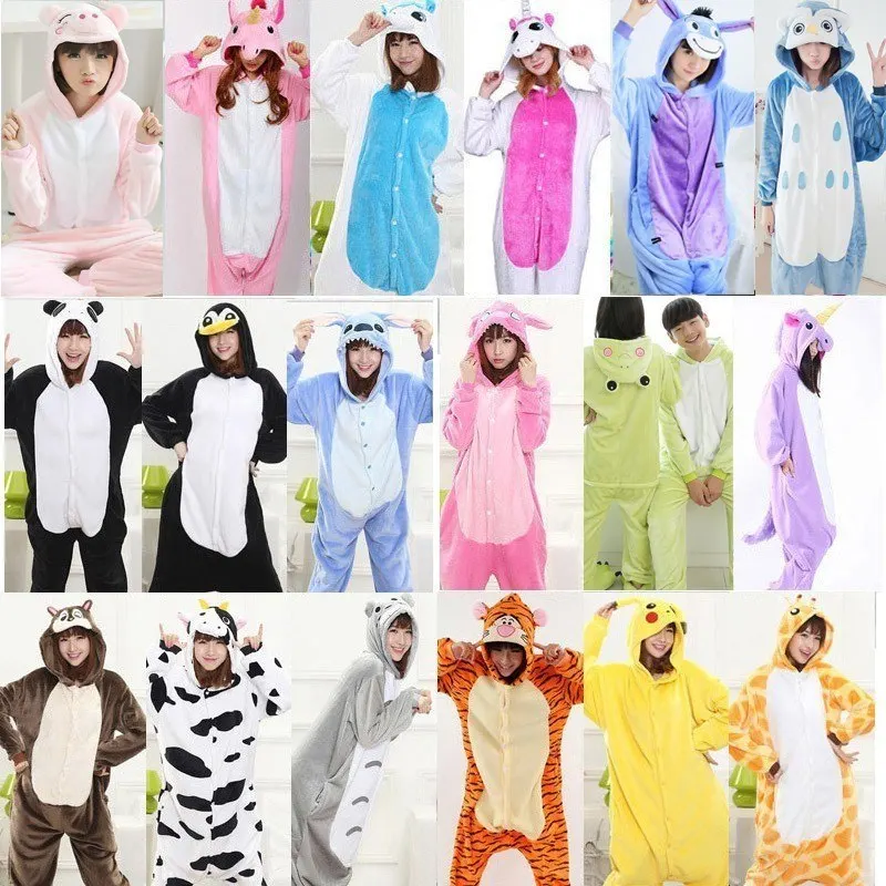 

Pink Unicorn Pajamas Sets Flannel Animal Pajamas Winter Nightie Stitch Unicornio Women Men Adults Onesie Panda Kigurumi Tiger