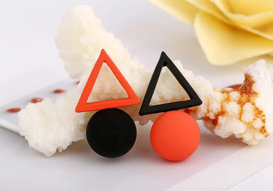 MESTILO, корейский конфетных оттенков, милые геометрические акриловые серьги, треугольный круглый шар, асимметричные маленькие Висячие серьги для женщин и девушек
