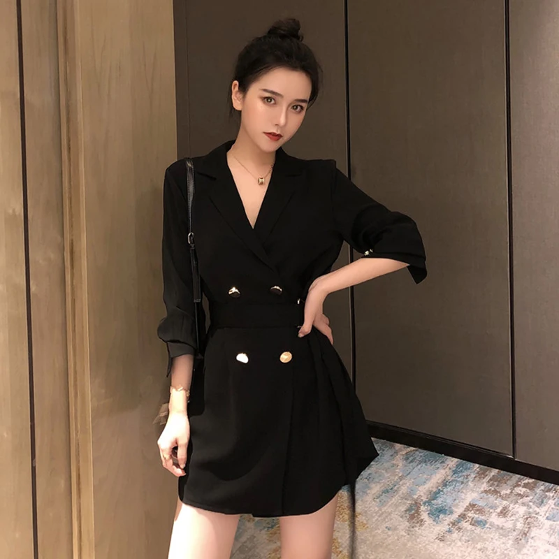 

2019 Spring Women's New Fashion Jackets Suit European Sexy thin Style Single Button Slim Lapel Hot Double breasted Blazer Z152