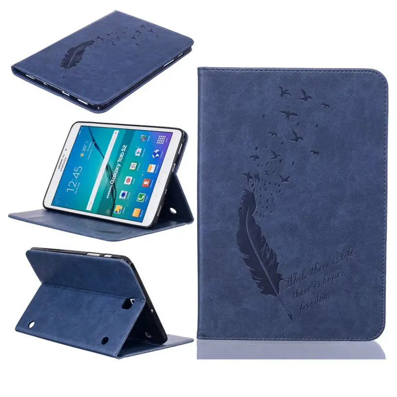 

For Samsung Galaxy Tab S2 8.0 T710 T715 Colorful Designs Goose feather Stand PU Leather Card Slot Cover Wallet Case