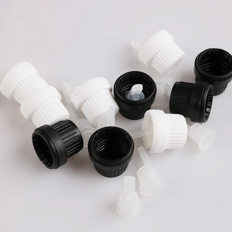 18mm Plastic Cap with Drop Plug for Essential Oil Bottle, Screw Tamper