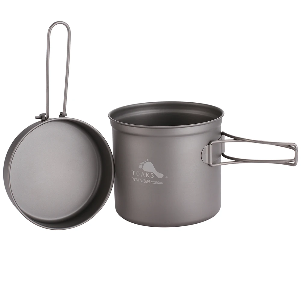 TOAKS 1100 ml utensilios de cocina conjunto de ultraligero de titanio olla sartén de Camping al aire libre de titanio tazón de titanio de vaso de Picnic