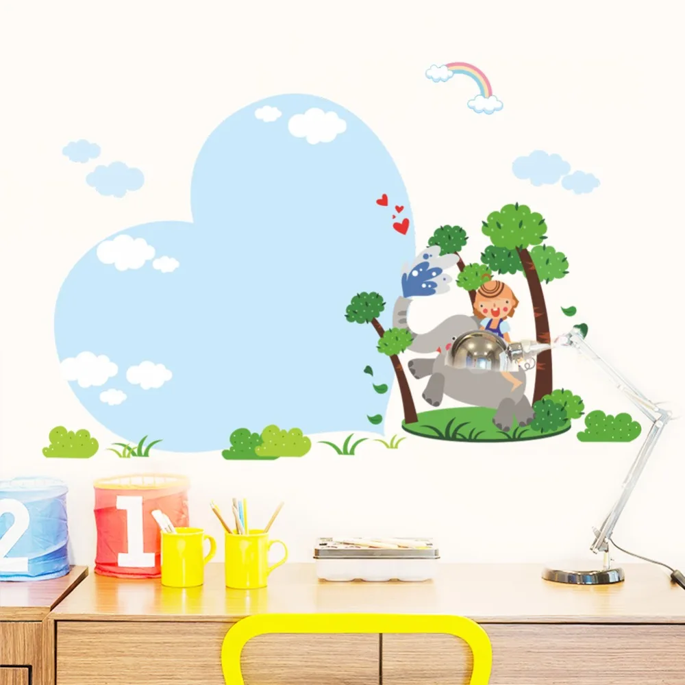 Koop Olifant Liefde Cartoon Muurstickers Afneembare Art Decor Decoratieve Schilderen Leveringen Muur Behandelingen Stickers voor Kids Living
