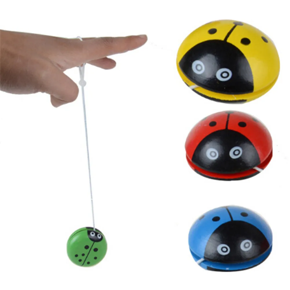 YOYO creative toys wooden Yo Yo toys for children Four colors ladybird Yo Yo ball Blue green red yellow Ladybug