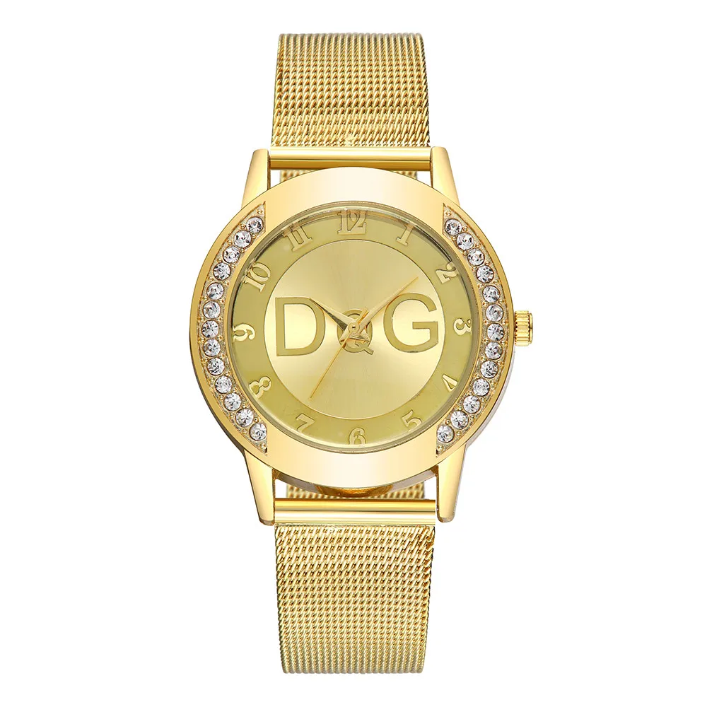 

Dropshipping Clock Wristwatch Relogio Masculino Simple Lady Mesh Watch Rhinestone Pure Color Quartz Watches Gift Feminino