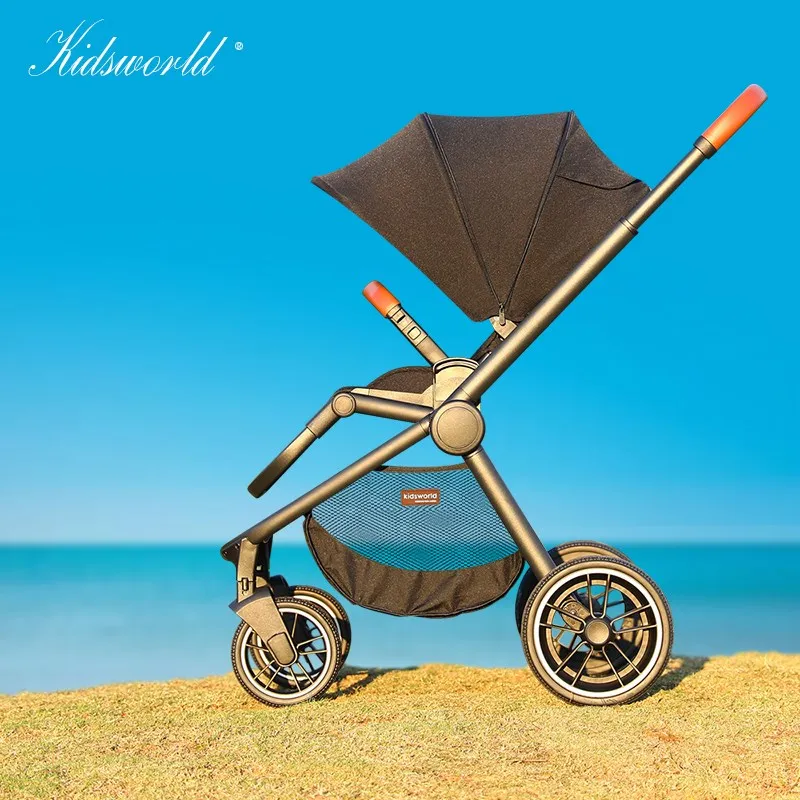 Sale  Kidsworld factory portable foldable Baby Strollerkinderwagen recline high landscape seat reversable 