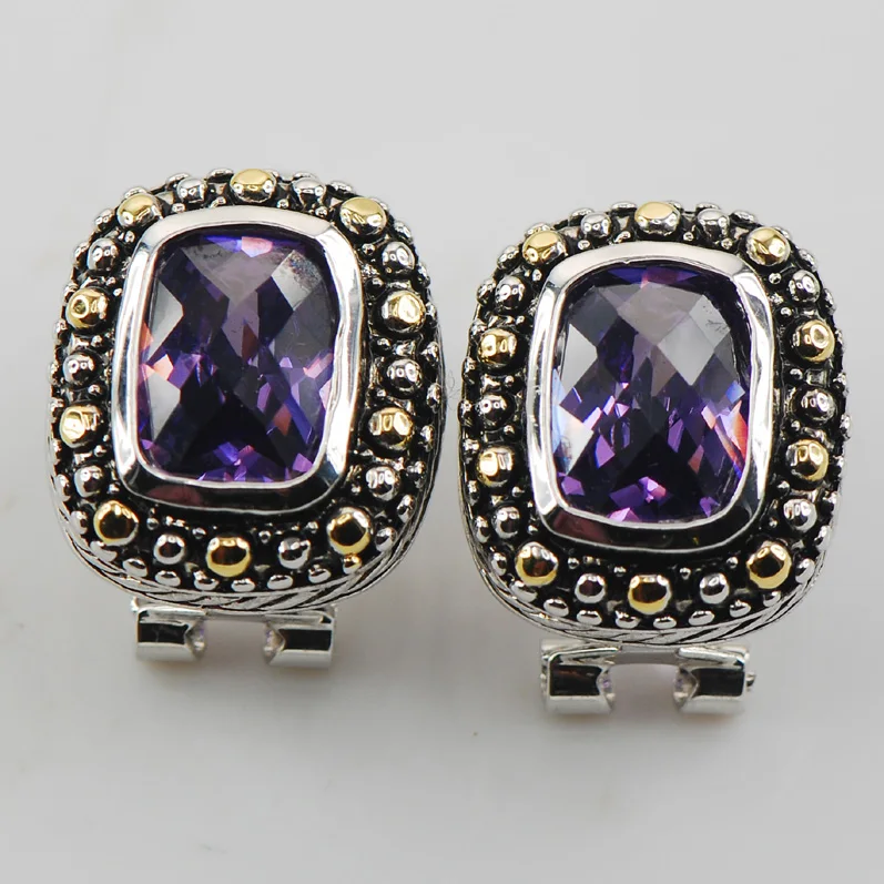 

Purple Crystal Zircon 925 Sterling Silver Earrings TE483
