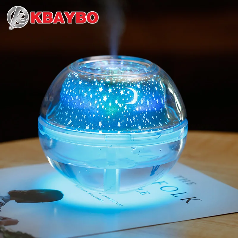 

USB Crystal Night Light Projector 500ml Air Humidifier Desktop Aroma Diffuser Nebulizer LED Night Light Office Room Home