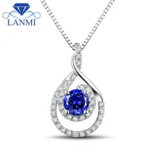 AAA Натуральный Танзанит Подвески Круглый 5 мм натуральный камень 18 к белое золото, Алмаз Кулон Роскошные ювелирные изделия WP041B