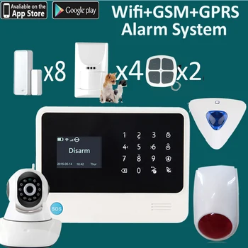 

WiFi GPRS GSM Alarm system IOS Android APP Control wireless intruder sensor GSM Security Home Alarm System
