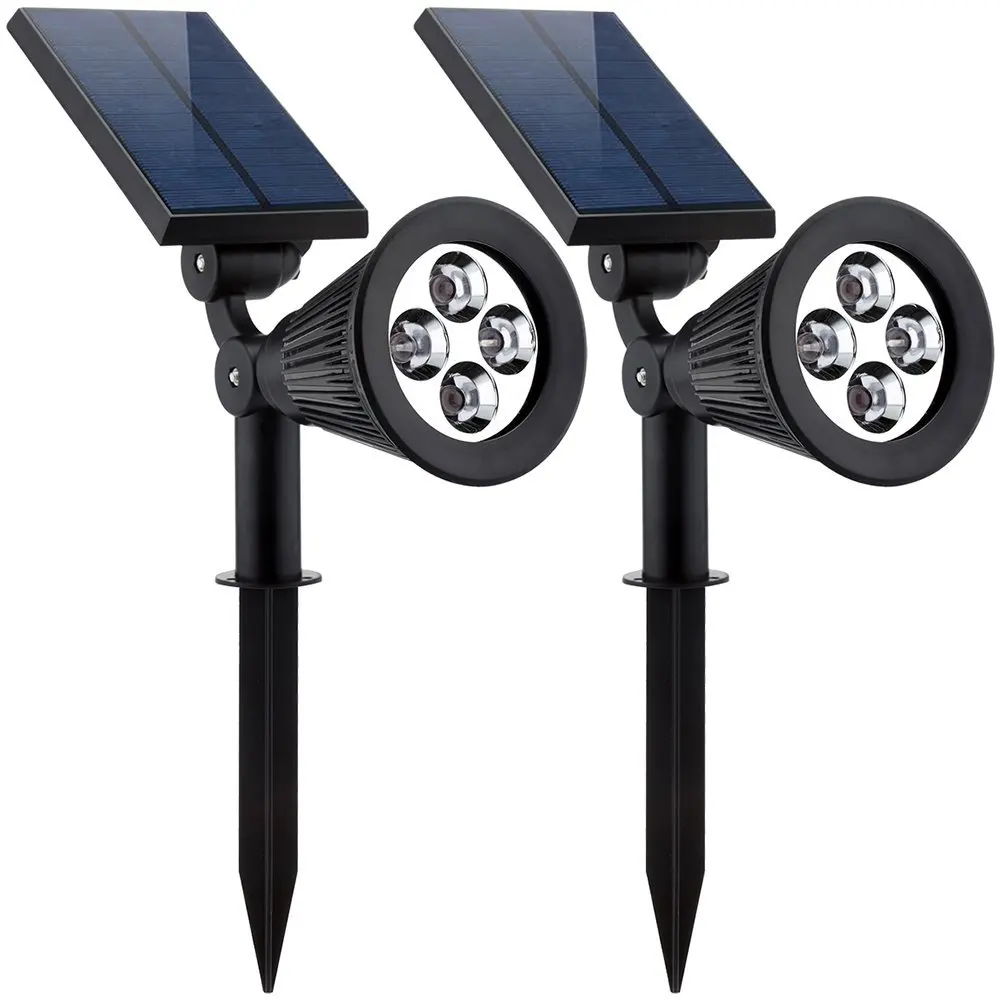 Beste 2 stks Solar Lamp 4 LEDs RGB Solar Spotlight Kleur veranderlijk IP44 Waterdichte Outdoor Tuin Landschap Yard Decoratie Licht