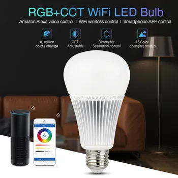 

Milight AC100-240V 2 in 1 Smart Mi-Light Led Light YB1 9W RGB+CCT Wifi Led Bulb 2.4G Wireless Led Lamp 2700K-6500K Dimmable