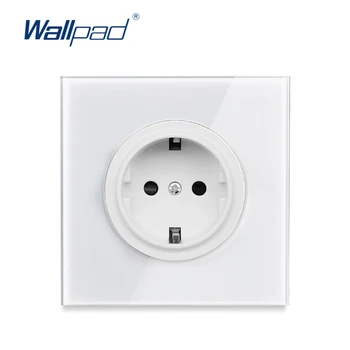 

Wallpad 2019 New Arrival Crystal Glass Panel 16A EU Standard Wall Power Socket Outlet Grounded With Child Protective Lock
