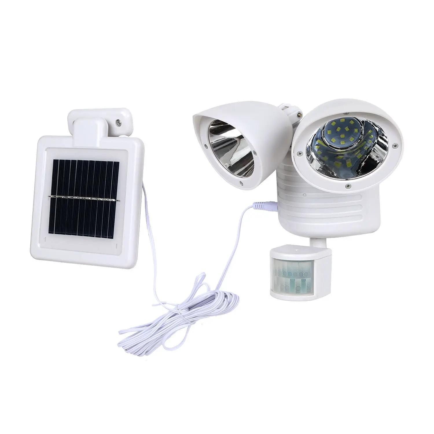 22 светодиодный двойной детектор безопасности Солнечный Точечный светильник датчик движения 360 градусов Открытый прожектор светильник, белый