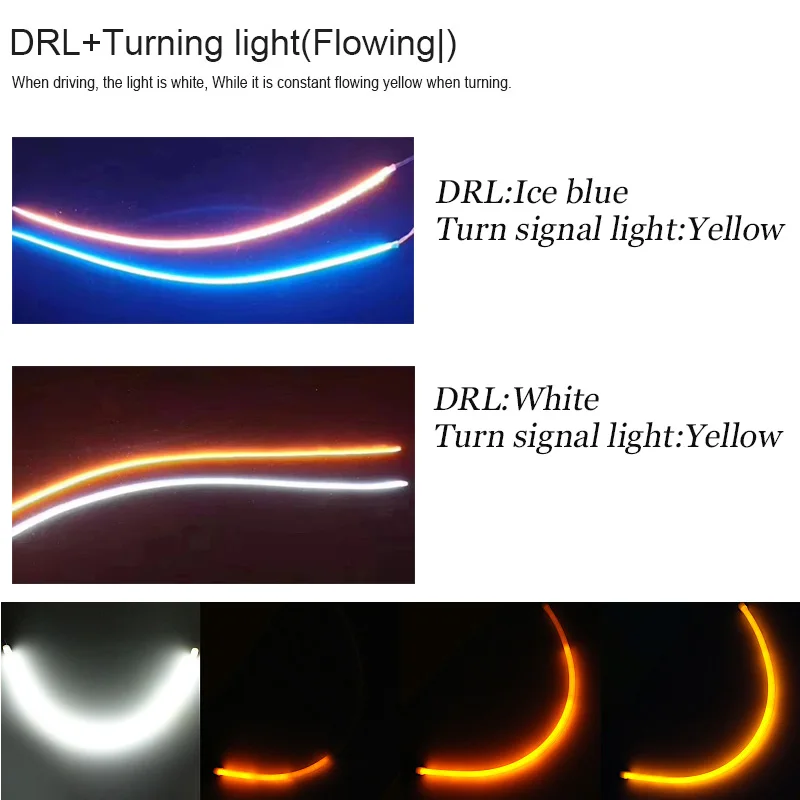 RXZ 2 шт. DRL Гибкая течёт Светодиодная лента светильник последовательный сигнал поворота Ангел глаз трубка полоса для головной светильник дневные ходовые огни