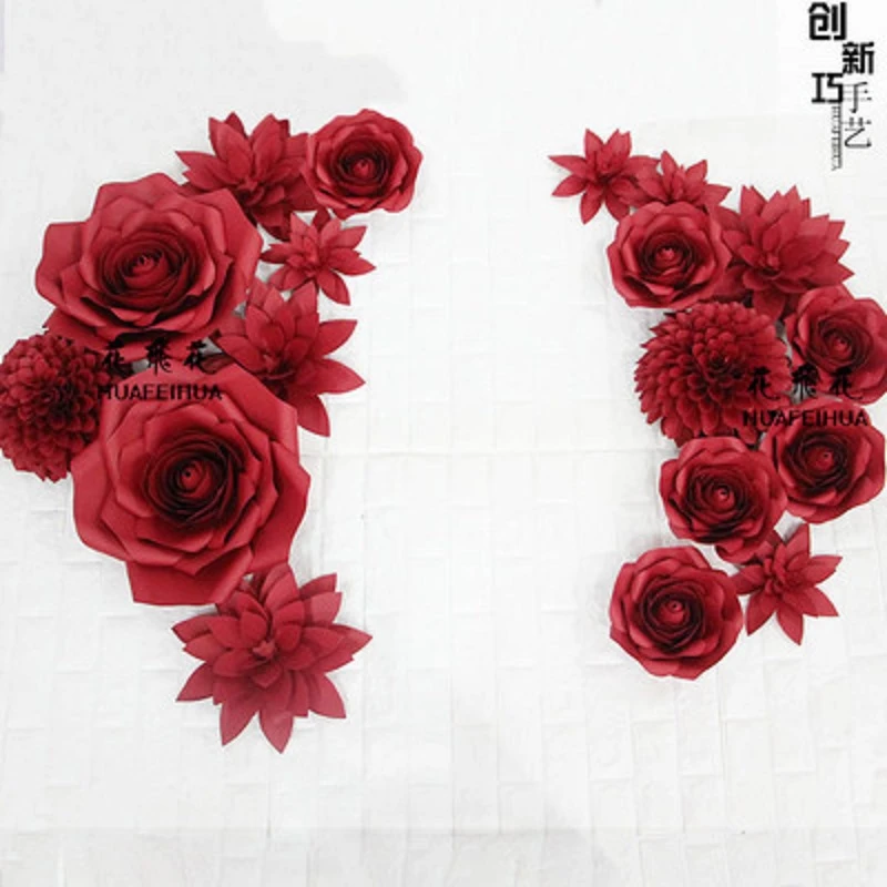 el yapimi karton kagit gul cicek 9 adet 18 adet mix boyutlari sahne dugun parti olay arka plan suslemeleri decoracao de festa paper rose flowers rose flowerpaper roses aliexpress