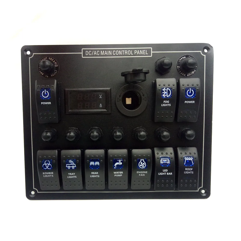 

High Quality Marine Boat Car Switch Panel 10 Gang LED Rocker Blank Switch Panel Voltmeter New 2017 XR657