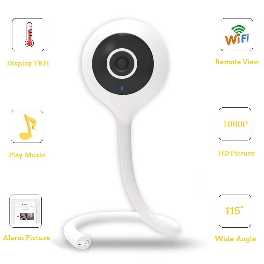 

wdskivi Detect Temperature&Humidity 1080P Mini IP Camera Wireless WiFi Security Surveillance Camera Cloudedge app Baby Monitor
