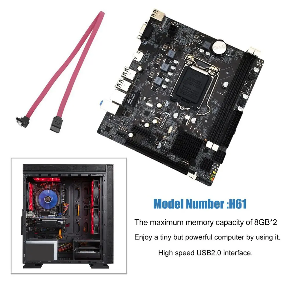 

Professional H61 Desktop Computer Mainboard Motherboard 1155 Pin CPU Interface Upgrade USB2.0 DDR3 1600/1333