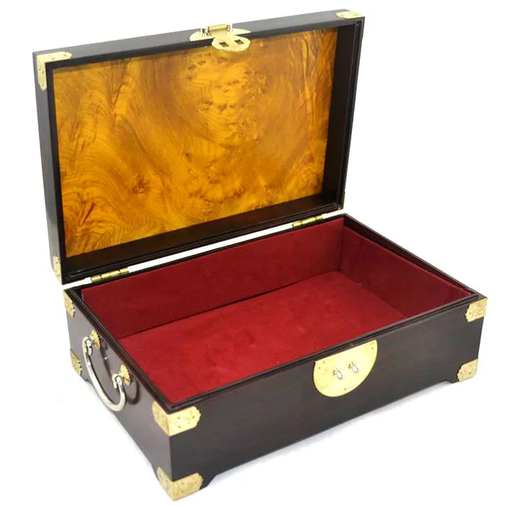 Madacascan черное дерево красота палисандр Ювелирная коробка с золотой камфоры Топ Косметическая кисть с деревянной ручкой чехол украшение