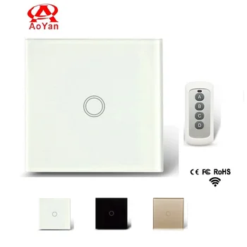 

Aoyan EU Standard Remote Switch, 1 Gang 1 Way Toughened Crystal Glass Switch Panel,110-250V Screen Wall Remote Touch Switch