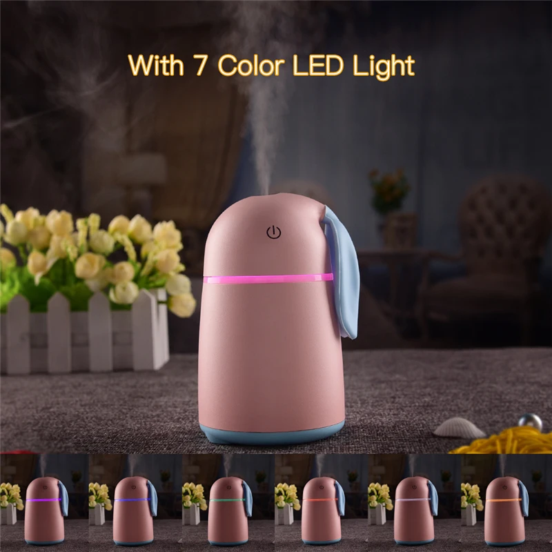 

Cartoon Rabbit Humidifier 5V 7 Colors Lamp Light Cut off automatically less water Mist Maker Cute Mini USB Air Purify Device S50