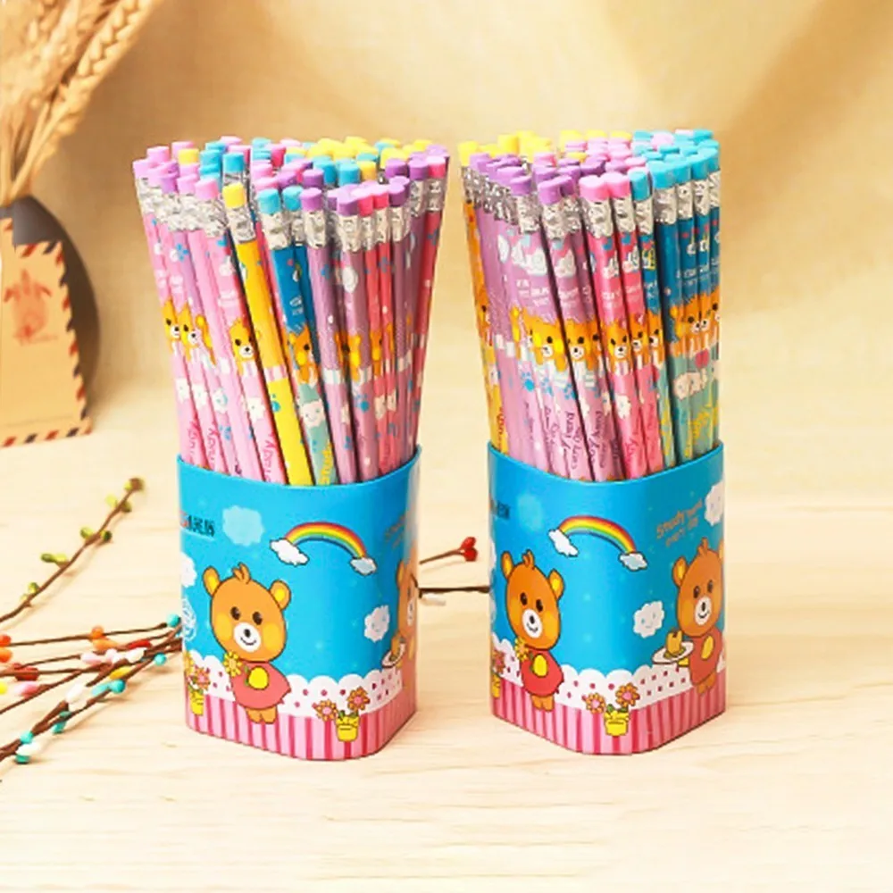 

Large-capacity HB eraser cartoon 72 cute pencil with bucket primary school students children writing pencil lovely