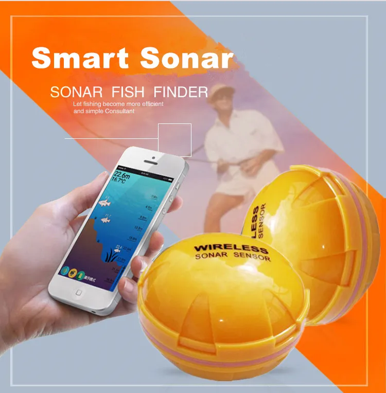 Беспроводной Bluetooth умный рыболокатор для iOS и Android эхолот fishfinder приложение 50 м/130 футов Обнаружение морской рыбы