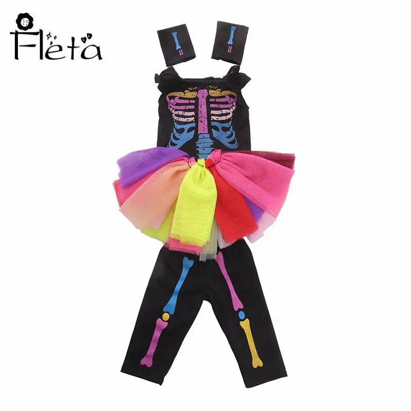 Fleta кукла Хэллоуин Череп костюм для 18 дюймов американской куклы или 43 см кукла, лучший подарок для детей