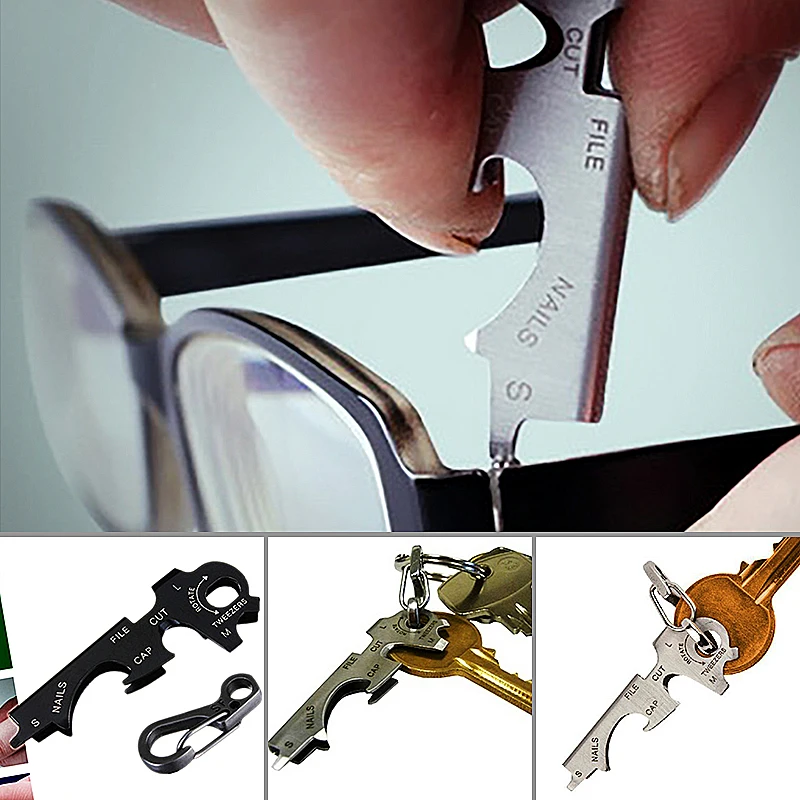 8 in1 Multi Tool Key Stainless Steel Outdoor Multi-functional Tool Utility Multi Key Ring Chain Bottle Opener