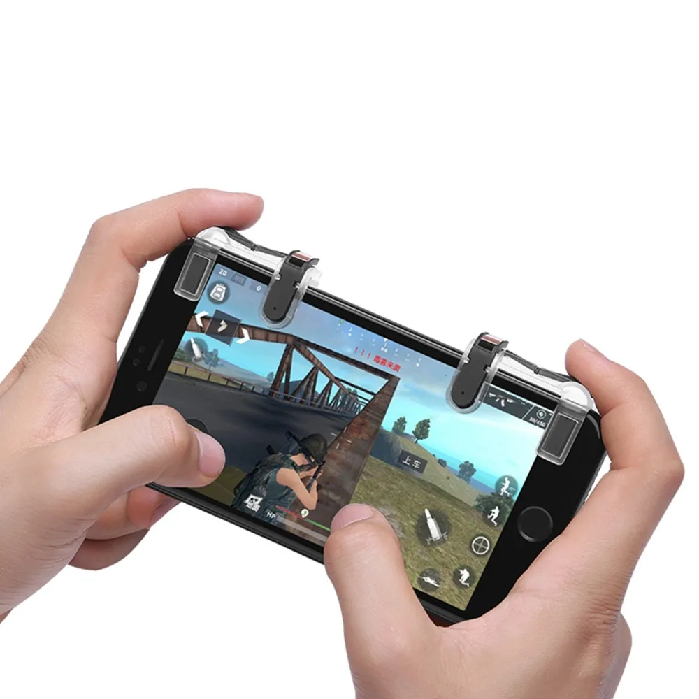 MASiKEN 1Pair PUBG Mobile Game Fire Button Aim Key Smart phone Gaming Trigger L1 R1 Shooter Controller Transparent V3.0