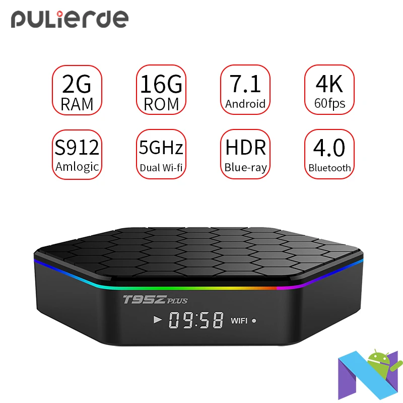 Интеллектуальный медиаплеер PULIERDE T95Z Plus 2 ГБ 16 3 32 Android 7 1 TV BOX Amlogic S912 Восьмиядерный