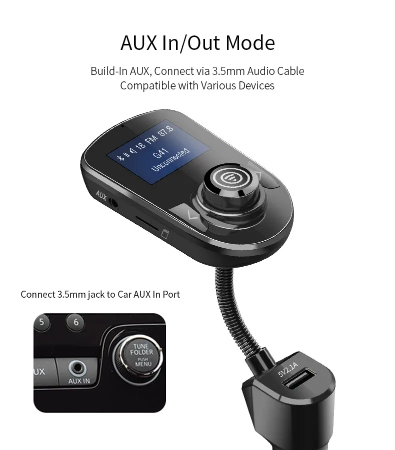 Bluetooth Hands-free FM модулятор стерео автомобильный MP3-плеер USB быстрая зарядка автомобильный прикуриватель Bluetooth 5,0 Прямая