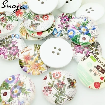 

suoja New 10pcs Big Spring Flowers Wood Buttons 30mm Sewing Craft Mix Lots