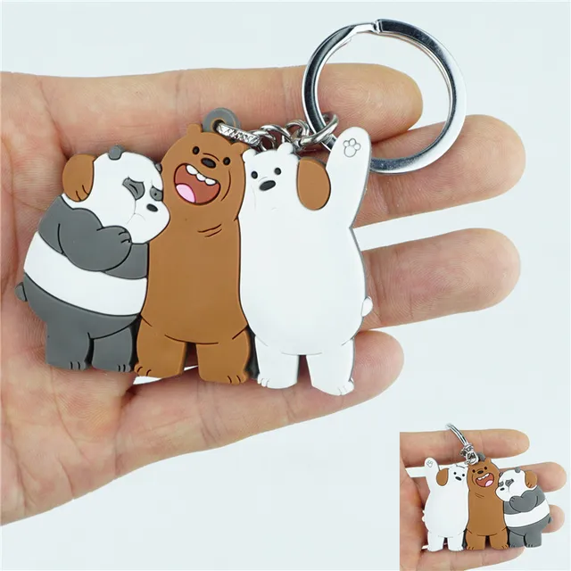 Cute We Bare Bears Keychain Keyring Grizzly Panda Ice Bear Pendants