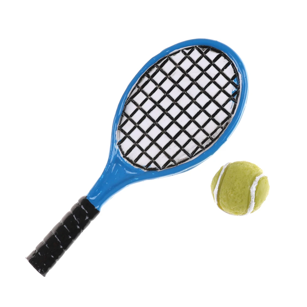 

1set 1:12 Miniature Dollhouse Accessory Children Garden Mini Tennis Racket & Ball Xmas Christmas Gift