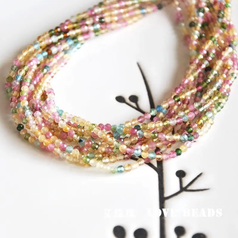

wholesale natural multi color tourmaline 2mm3mm 15"/38cm seed beads faceted jewelry making craft finding DIY for women
