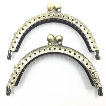 

1Pc Kiss Clasp Handbag Bag Handle Part Flower Convex Double Ball Heads Arch Metal Frame Clutch Coins Purse 8.5cm