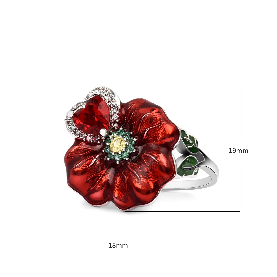 Красный цветок Сердце Циркон Камень Свадебные обручальные кольца для женщин модные украшения Новинка