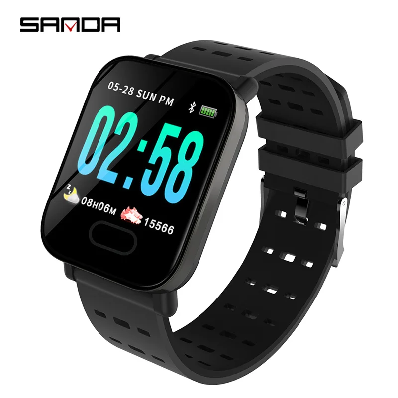 Kopen SANDA Sport Smart Horloge Heren Dames Horloges Bluetooth Call Bericht Herinnering IOS Android Smartwatch Vrouwen Mannen Siliconen Band SDA6