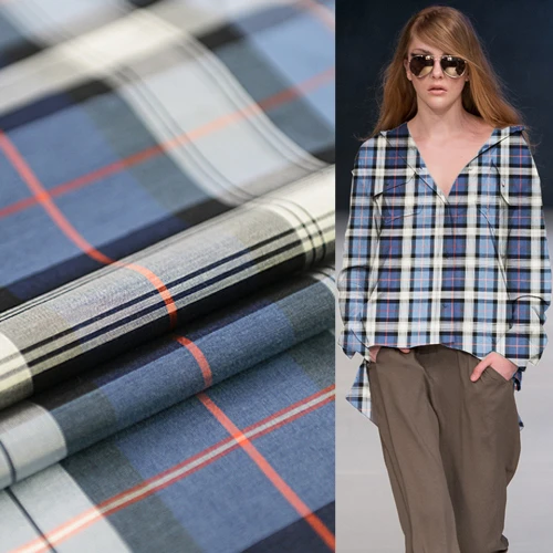 geometric design gingham print silk and cotton blended fabric plaid,SCT306 geometric design gingham print silk and cotton blended fabric plaid,SCT306