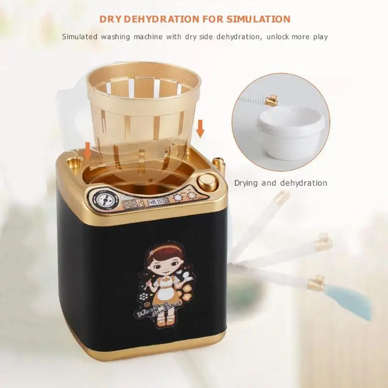 

Mini Simulation Electric Makeup Brush Powder Puff Cleaner Washing Machine Children Play Pretend Makeup Brush Cleaner Washer Tool