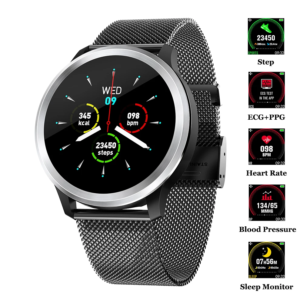 Умные часы ECG PPG умная повязка для фитнеса Пульс кровяное давление IP68