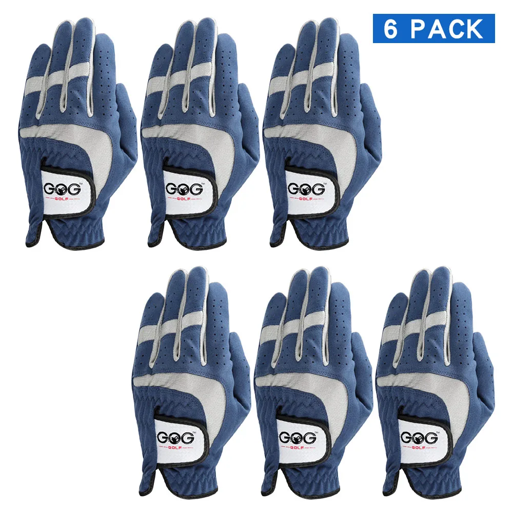 Набор из 6 шт мужские перчатки для гольфа, дышащие синие мягкие ткани бренда GOG golf перчатка для левой руки спортивные перчатки