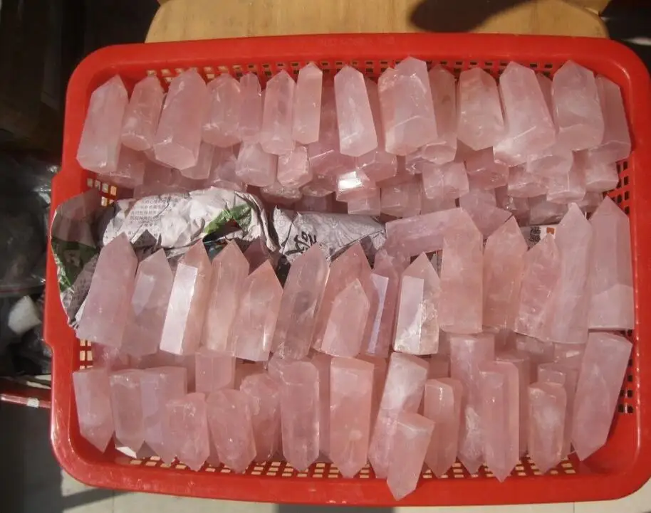 

1Kg natural cristal de cuarzo rosa punto
